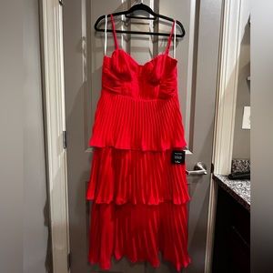 Red tiered and flowy Lulus dress